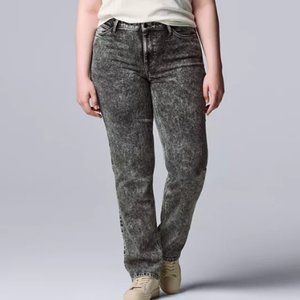 Women's Simply Vera Vera Wang Relaxed Straight Jeans Black Size 16L NEW $50